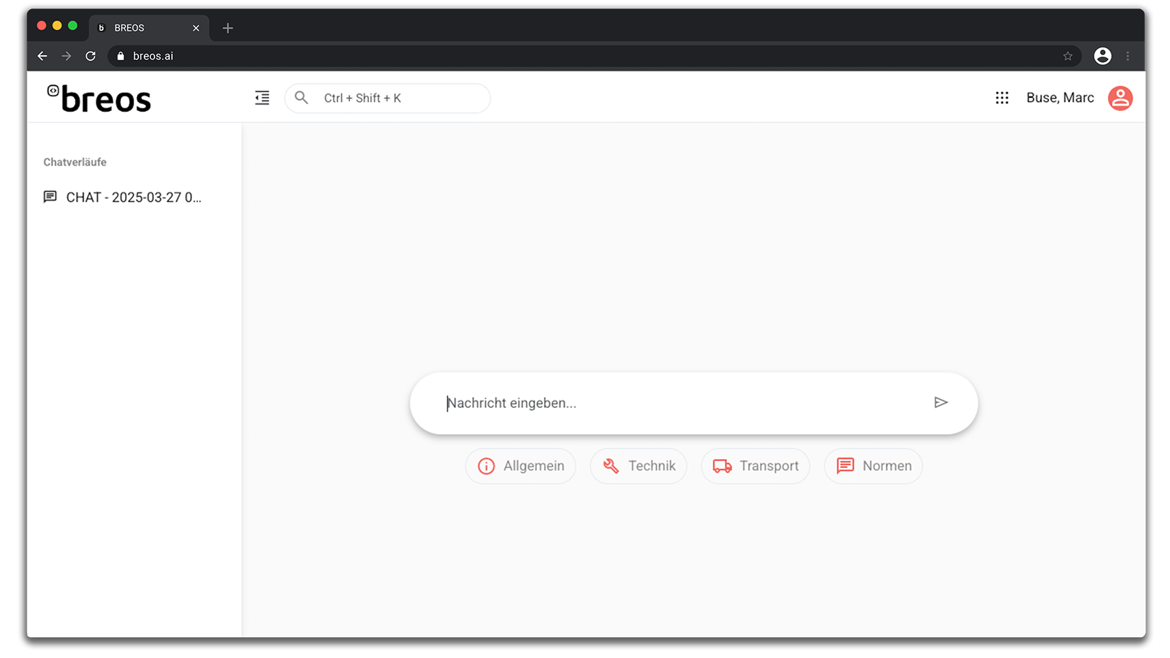 BREOS Core KI Prozessautomatisierung Dashboard